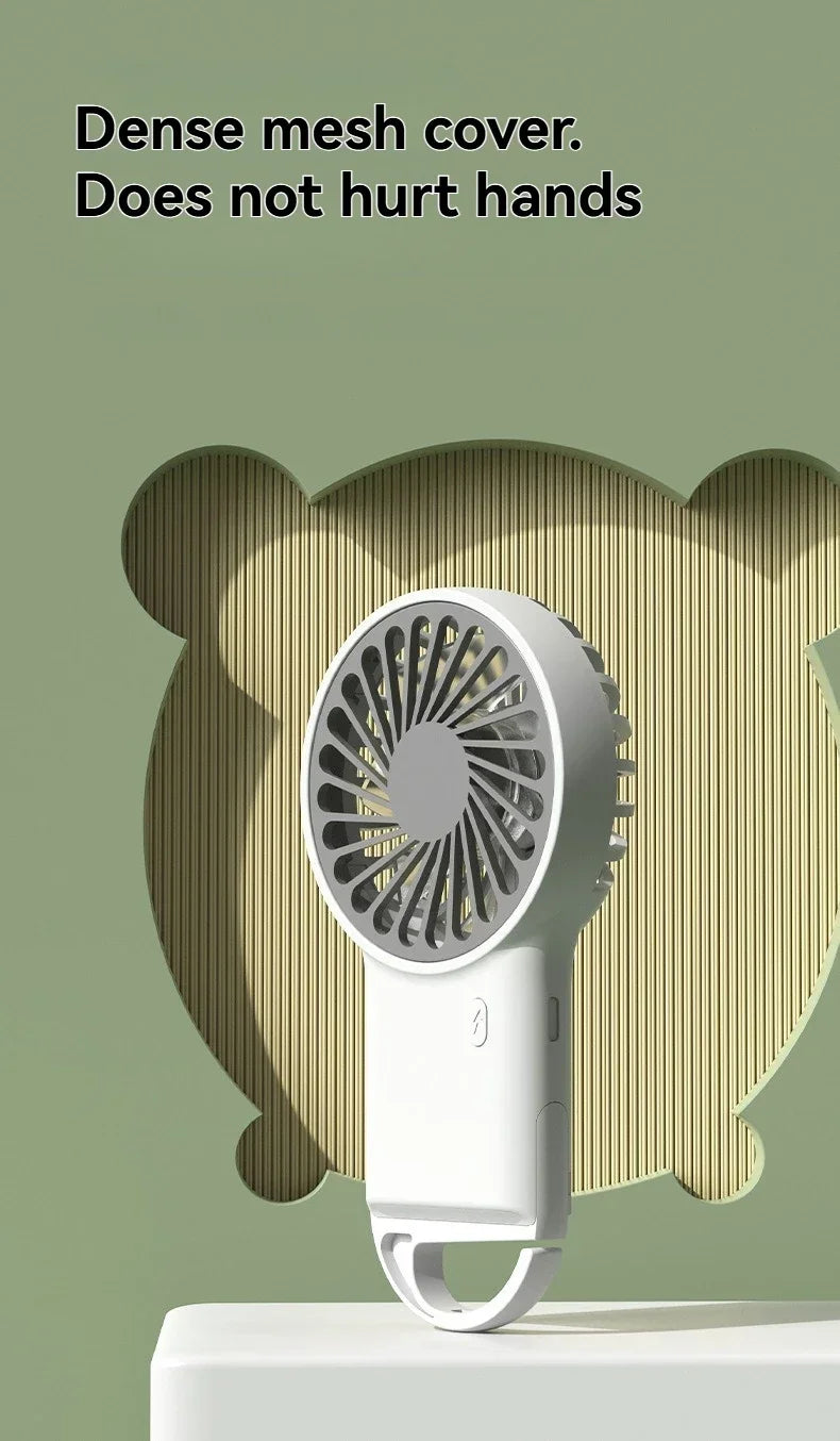 Neuer faltbarer USB wiederaufladbarer Mini-Ventilator | Handventilator für den Schreibtisch mit Cartoon-Design & Haken für Outdoor-, Heim- & Bürogebrauch | Karnz