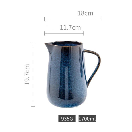 Laguna Brennofen Blau Keramik Krug Karnz