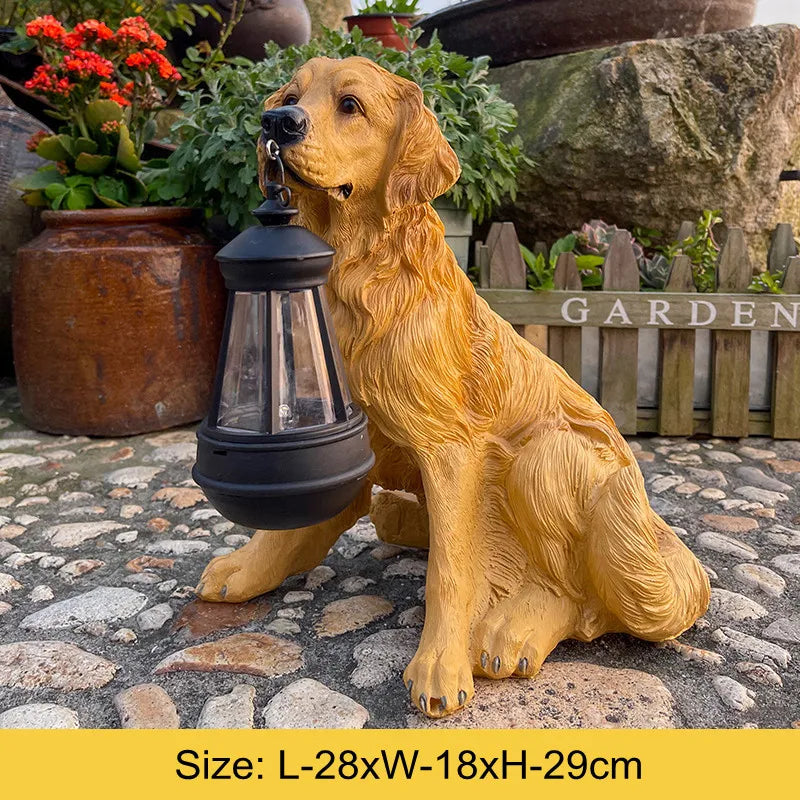 Solarbetriebene Outdoor-Harz-Hundestatue Lampe | Karnz