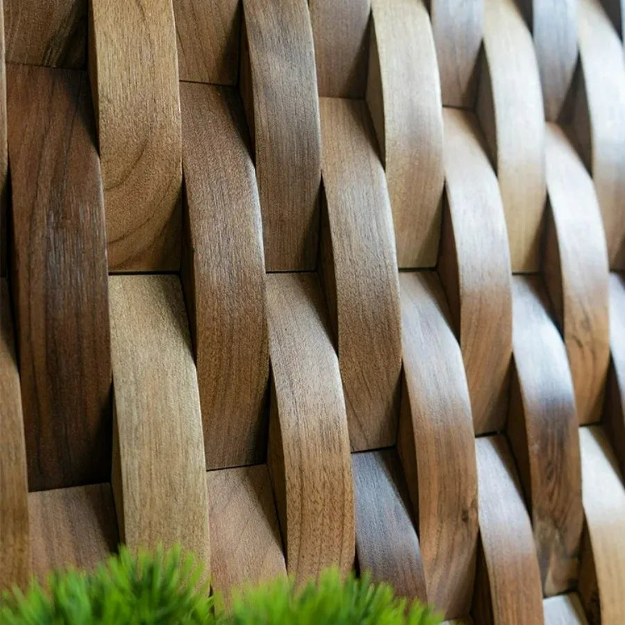 3D-Mosaik-Wandpaneel aus Massivholz mit Akustikdesign