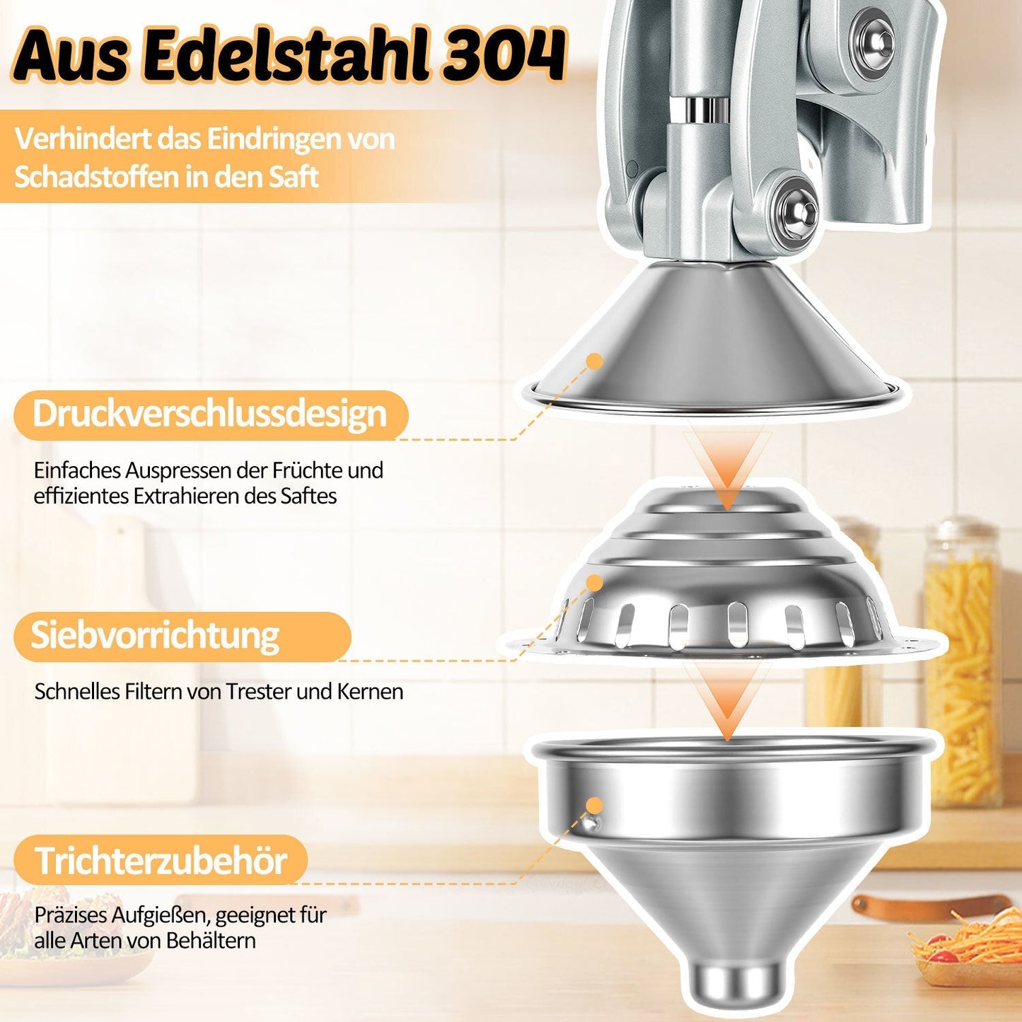 Saftpresse Manuell Zitruspresse Edelstahl | Karnz