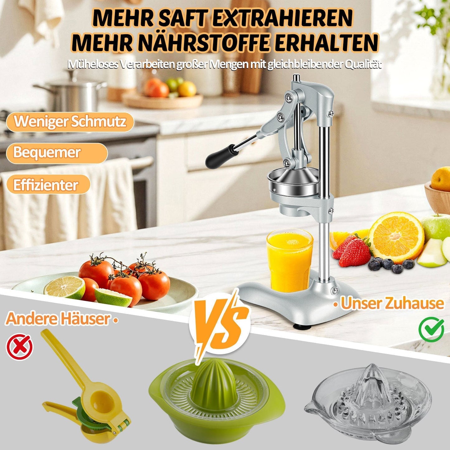 Saftpresse Manuell Zitruspresse Edelstahl | Karnz