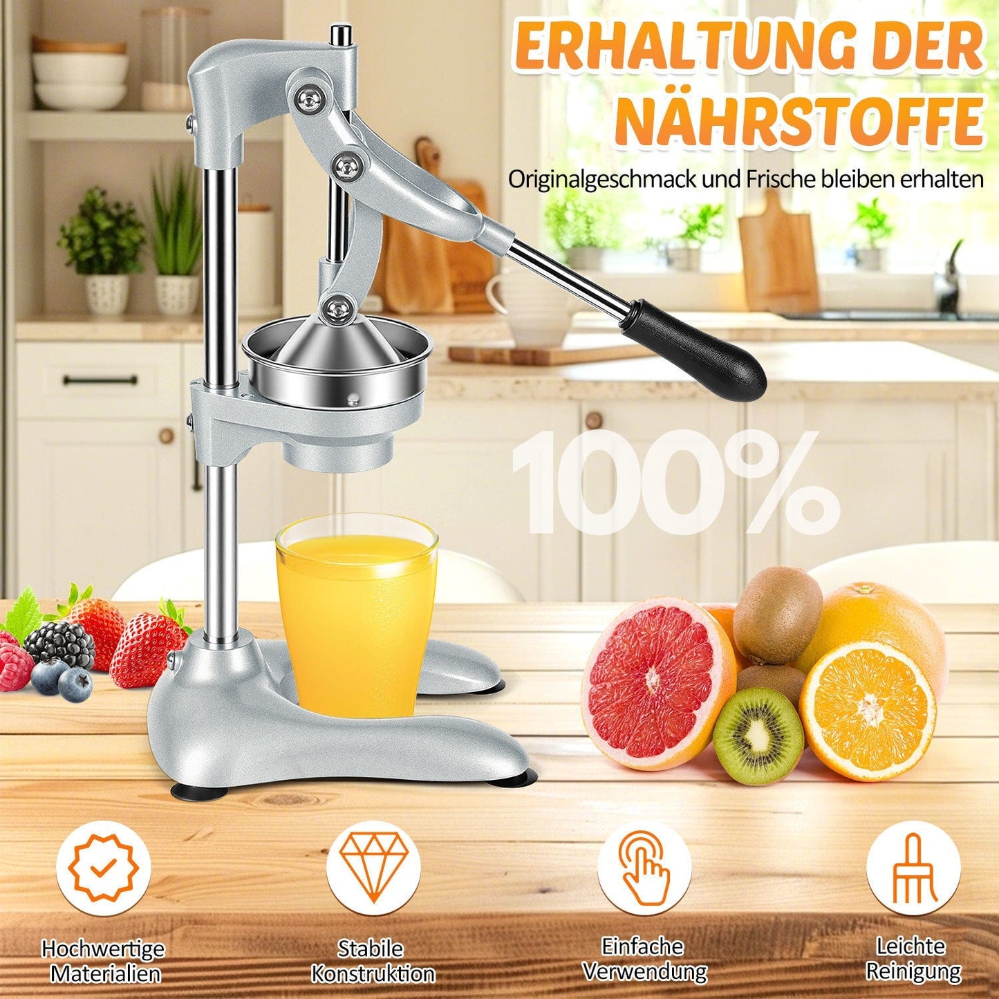 Saftpresse Manuell Zitruspresse Edelstahl | Karnz