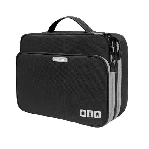Karnz | Elektronik Organizer TECHNIVO LayerPro | 3-Schichten Kabeltasche | Wasserdicht & Großes Volumen | Für iPad, Ladegeräte & Zubehör
