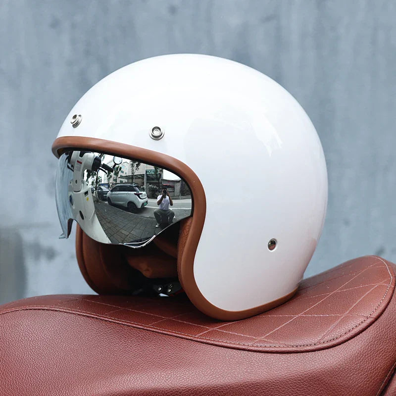 Retro-Motorradhelm 3/4-offenes Visier – Valor