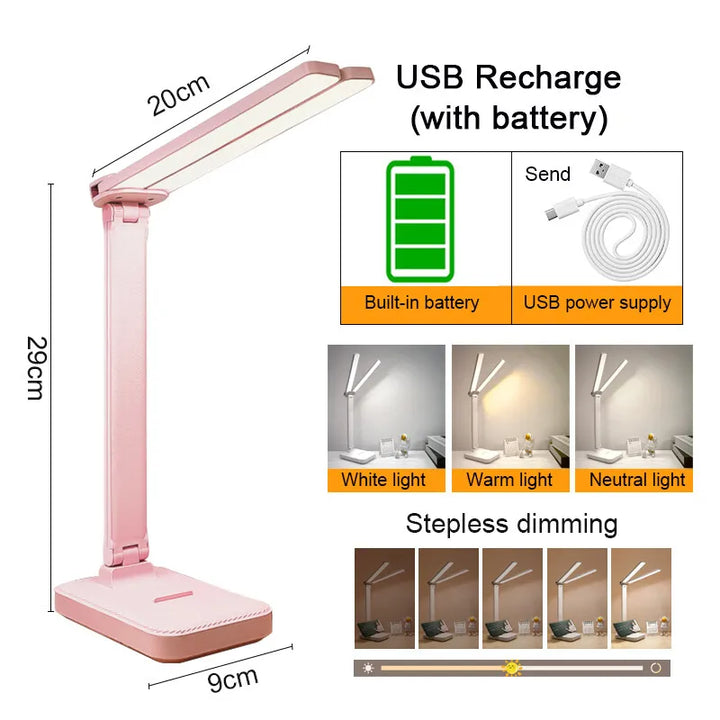 Karnz | LumiFold | LED Schreibtischlampe | 3 Helligkeitsstufen & Touch-Steuerung | USB wiederaufladbar & faltbar