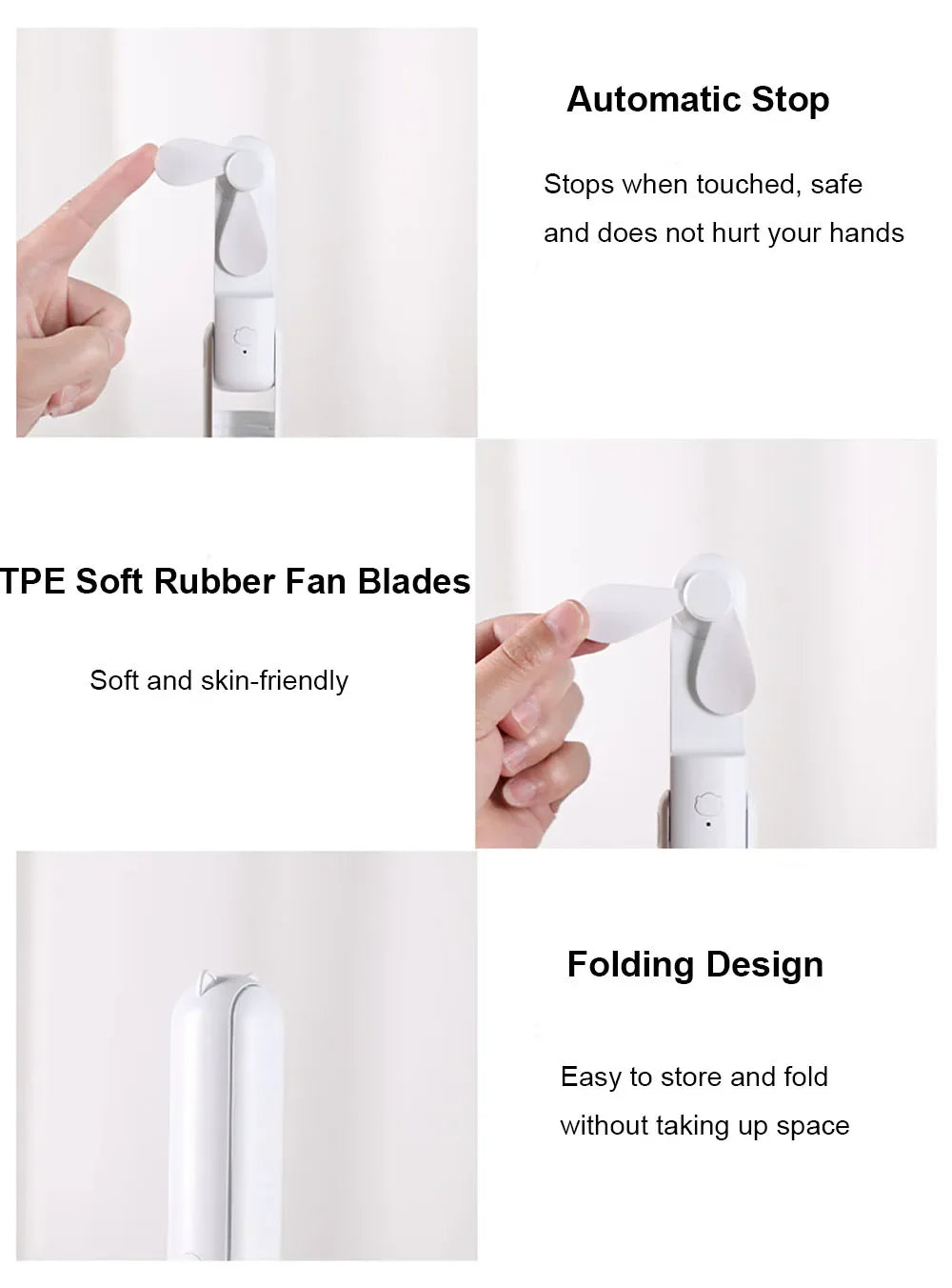 Tragbarer Mini-Handventilator – Wiederaufladbarer faltbarer Taschenventilator mit Batterie, kühlender Handventilator und Powerbank-Funktion | Karnz