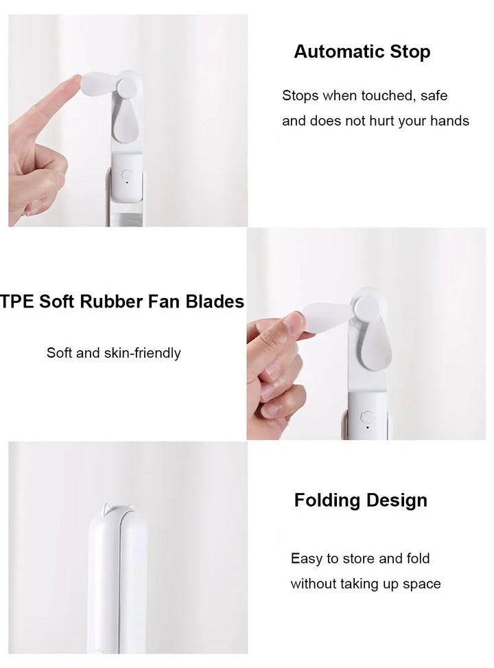 Tragbarer Mini-Handventilator – Wiederaufladbarer faltbarer Taschenventilator mit Batterie, kühlender Handventilator und Powerbank-Funktion | Karnz