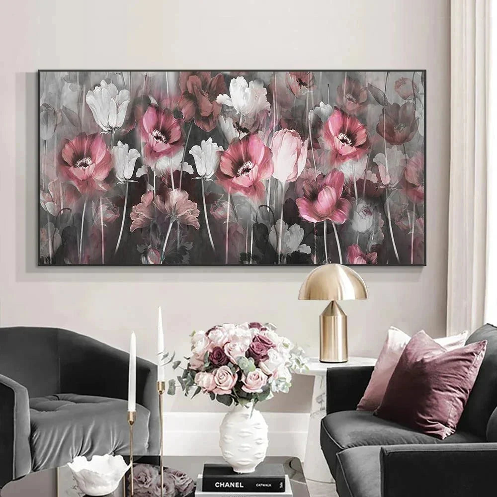 Große weiße florale abstrakte Wandkunst feine Kunstdrucke auf Leinwand moderne botanische Bilder für Wohnzimmer Hotelzimmer Schlafzimmer Kunst Dekor | Karnz
