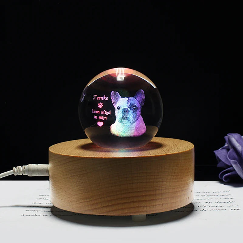 Personalisierte Kristallkugel mit Haustierfoto & LED-Basis Karnz