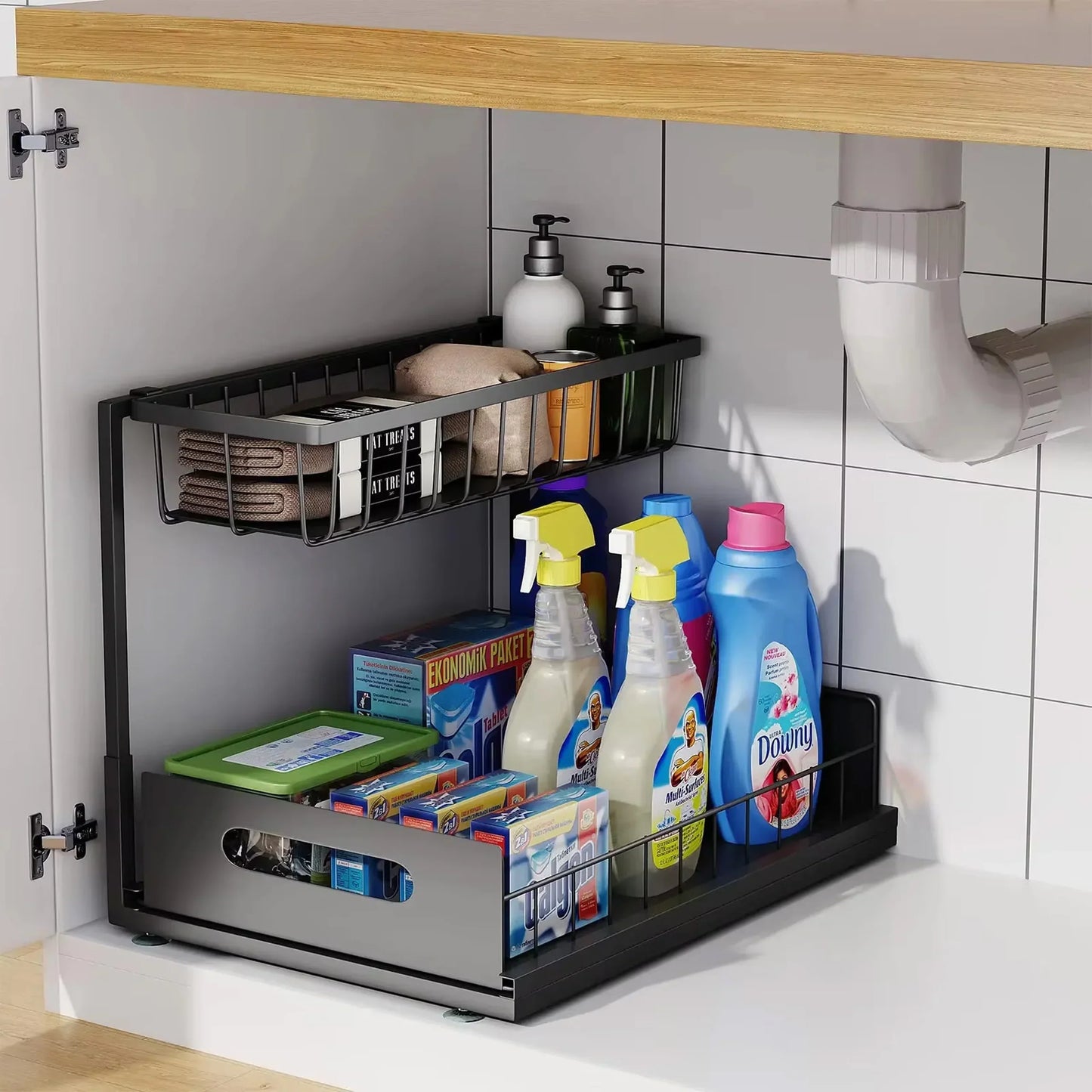 2-stufiger Schiebeschrank-Organizer für unter die Spüle – Arlo