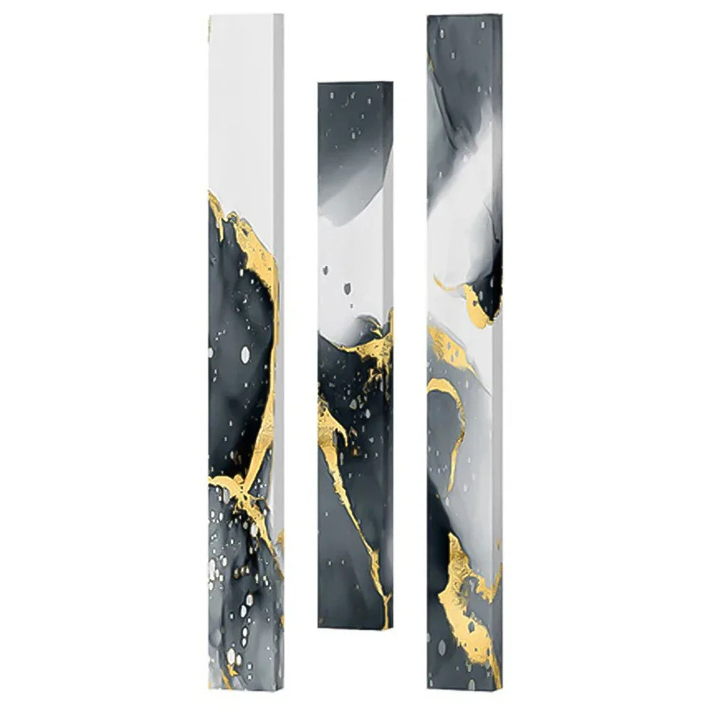 Abstrakte graue flüssige Marmor Wandkunst Fine Art Leinwanddrucke hohe vertikale schlanke Formatbilder für moderne Loftwohnung Wohnzimmer Home Office Dekor | Karnz