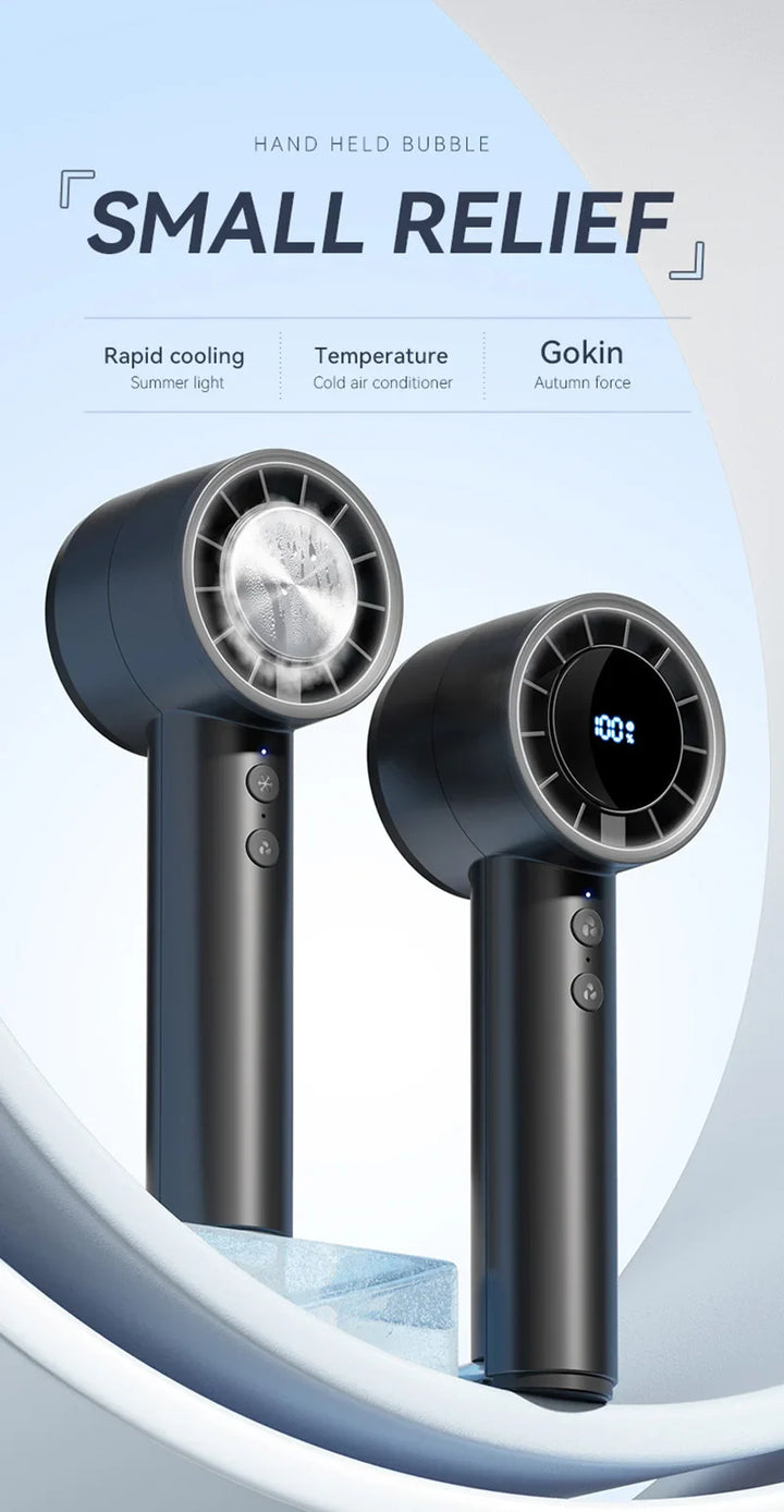 Stiller Hochgeschwindigkeits-USB-Handventilator – Tragbarer kleiner Ventilator mit LED-Display, hoher Windkraft und Kühlschrankfunktion | Karnz