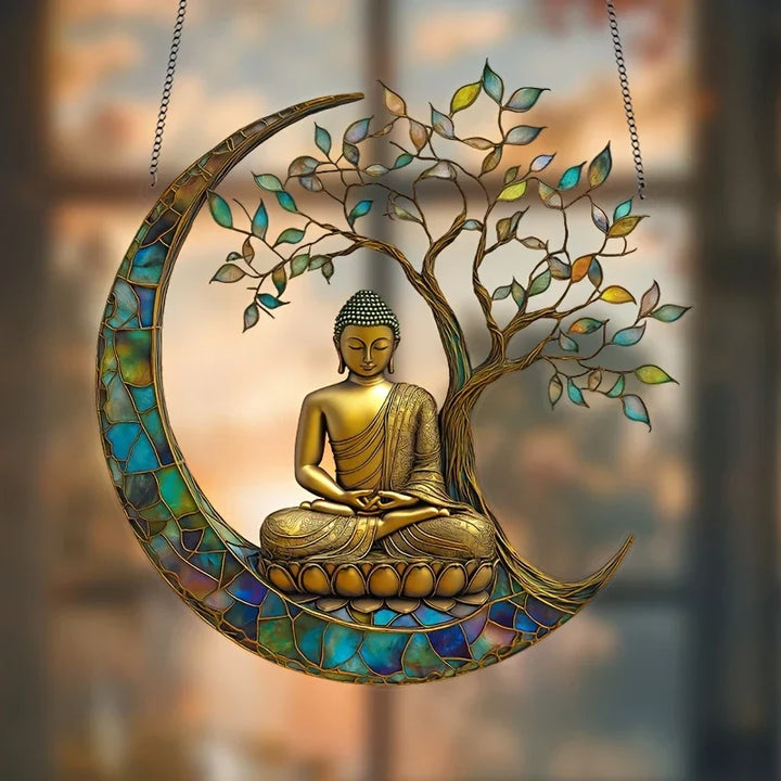 Karnz | Acryl Sonnenfänger ZenLight | 2D Buddha Dekor | Fenster- & Wohnaccessoire | Spirituelles Raumdesign