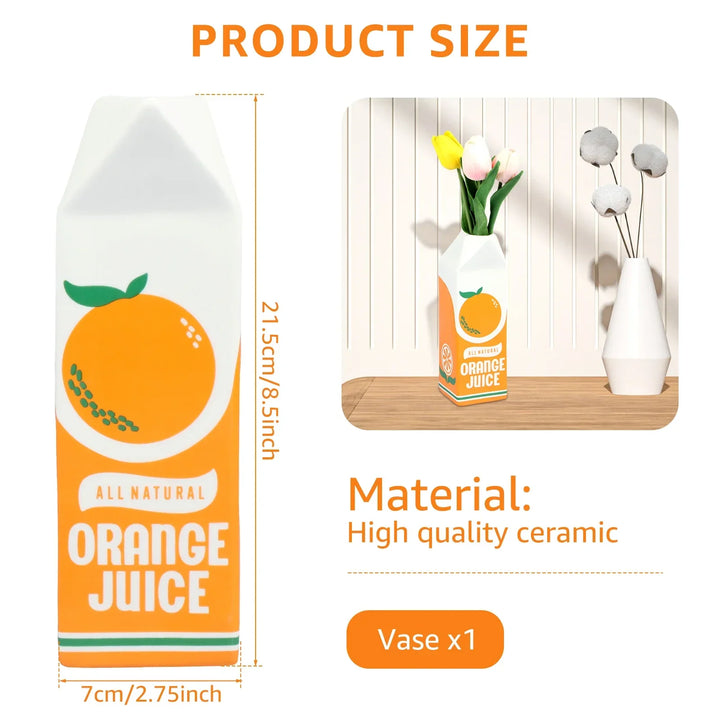 Vintage Orange Juice Keramikvase für Blumen und Dekor | Karnz
