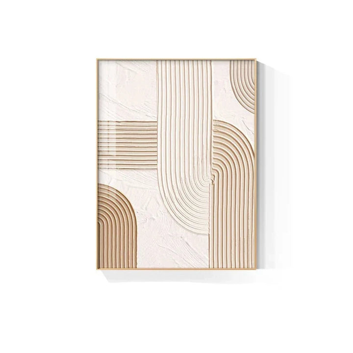Moderne abstrakte beige geometrische Linien Wandkunst Fine Art Leinwanddrucke Bilder für Wohnzimmer Esszimmer Home Office Dekor | Karnz