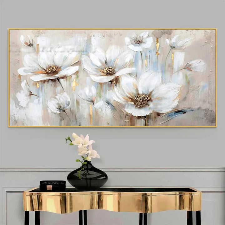 Große weiße florale abstrakte Wandkunst feine Kunstdrucke auf Leinwand moderne botanische Bilder für Wohnzimmer Hotelzimmer Schlafzimmer Kunst Dekor | Karnz