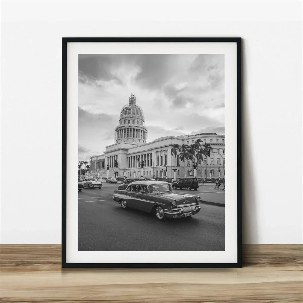 Cuba Havana Schwarz & Weiß Reiseplakat Wandkunst Feine Kunst Leinwanddrucke Bilder Für Wohnzimmer Esszimmer | Karnz