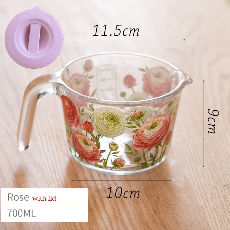 Retro Flowers Messbecher mit Deckel