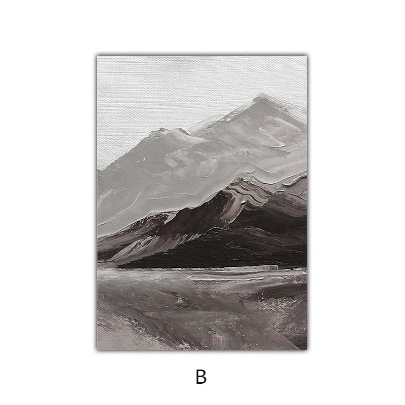 Abstrakte graue Berglandschaft Wandkunst Fine Art Leinwanddrucke Bilder für moderne Wohnung Wohnzimmer Esszimmer Kunstdekoration | Karnz