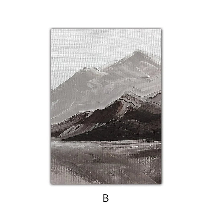 Abstrakte graue Berglandschaft Wandkunst Fine Art Leinwanddrucke Bilder für moderne Wohnung Wohnzimmer Esszimmer Kunstdekoration | Karnz