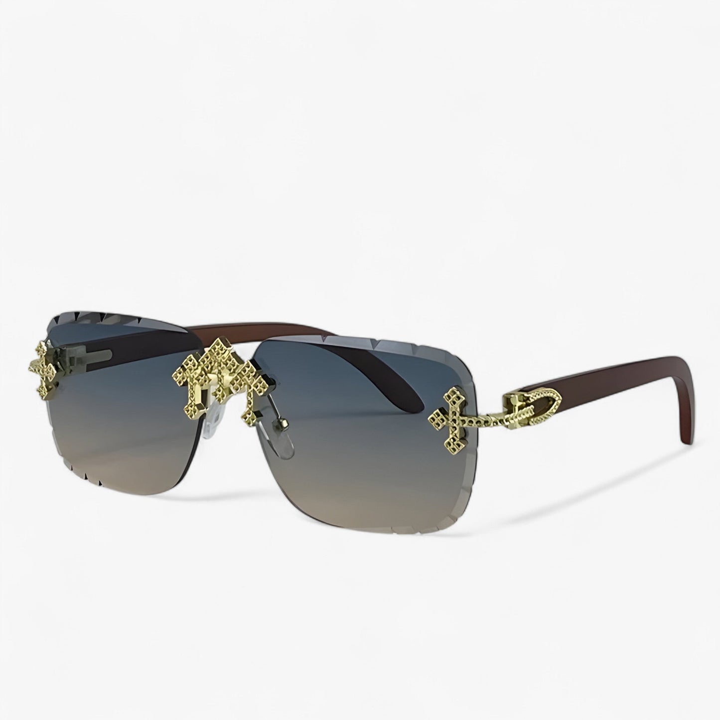 Randlose Steampunk Sonnenbrillen mit Metallakzenten – Nirex | Karnz