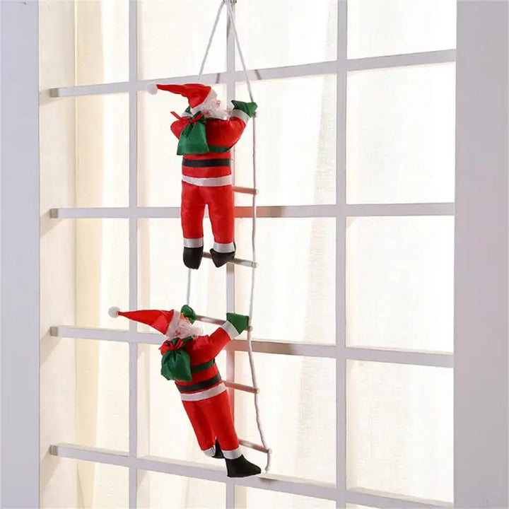 Kletternde Weihnachtsmann Dekofigur zum Aufhängen – Festliche Fensterdeko für Weihnachten, Hängende Weihnachtsdeko für Wohnzimmer und Fenster | Karnz