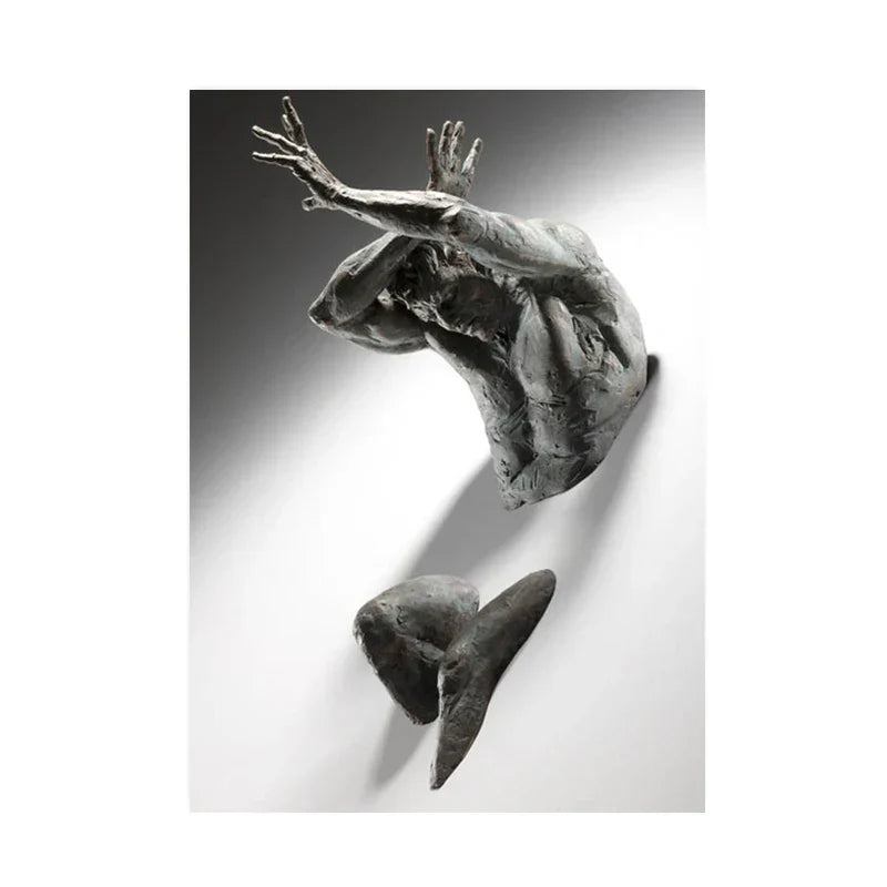 Moderne urbane abstrakte Eisenstatue Wandkunst Fine Art Leinwanddrucke 3D-Visualisierung Figurenkunst Bilder für minimalistische Wohnungswanddekoration | Karnz