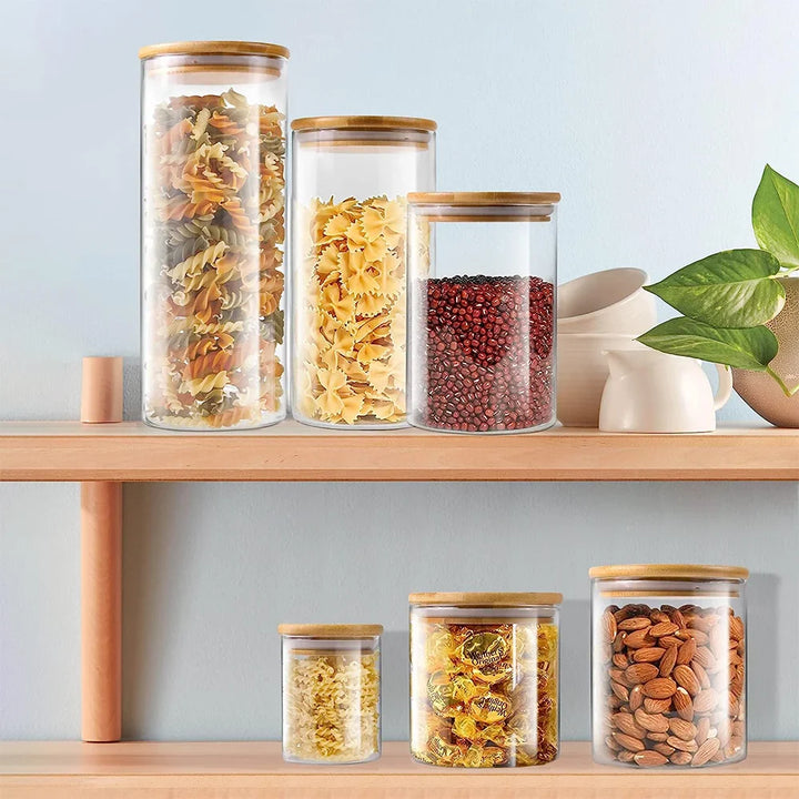 PureVorrat Glasbehälter Set – Vorratsdosen mit Holzdeckel | Luftdicht & Stilvoll | Moderne Küchenaufbewahrung | Karnz