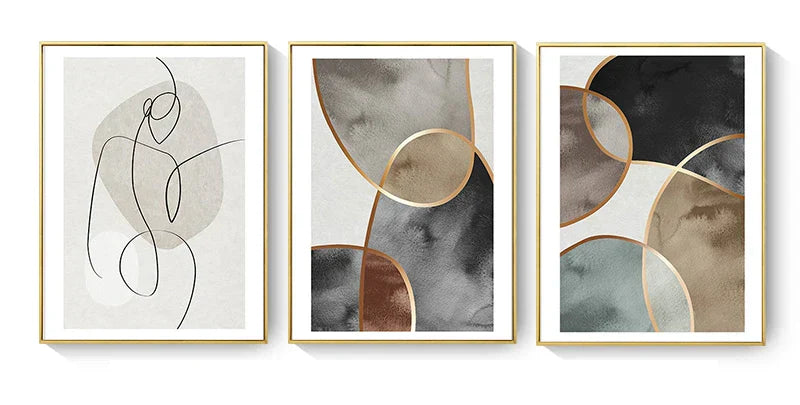 Skandinavische Minimalistische Geometrische Dunkle Neutrale Farben Wandkunst Fine Art Leinwanddrucken Moderne Abstrakte Bilder Für Wohnzimmer Wohnkultur | Karnz