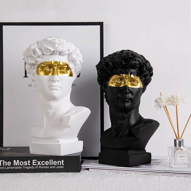 Europäische Wohndekoration David-Kopf-Harzstatuen Statuen Wohndekoration Moderne abstrakte Kunst Büste Skulptur Kunstskizzenübung