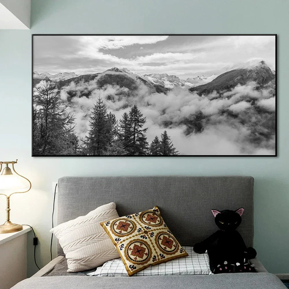 Nordlandschaften Wald Berg Wildnis Wandkunst Fine Art Leinwanddrucke Schwarz Weiß Poster Für Wohnzimmer Moderne Büros Dekor | Karnz