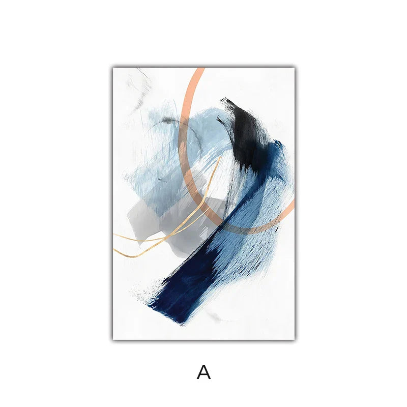 Modern Abstract Breite Stroke Wandkunst Feine Kunst Leinwanddrucke Blau Beige Mit Hinweisen Auf Orange Goldene Nordische Bilder Für Wohnzimmer Dekor | Karnz