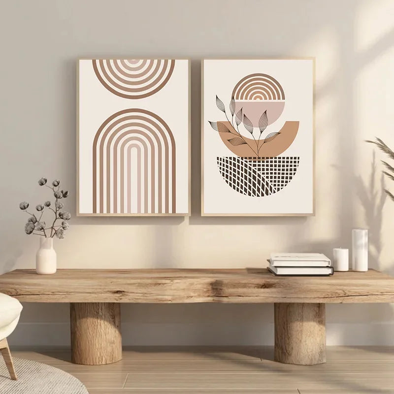 Minimalistische Terrakotta Sonnen abstrakte Wandkunst Fine Art Leinwanddrucke moderne Bilder für Wohnzimmer Schlafzimmer Galerie Wandkunst Dekor | Karnz