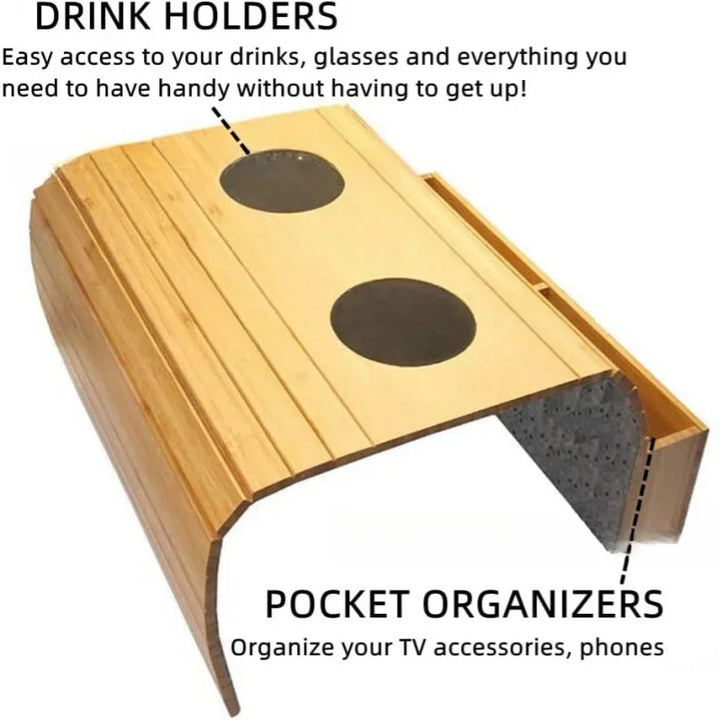 Minimalistischer Bambus-Sofa-Armlehnen-Organizer | Karnz