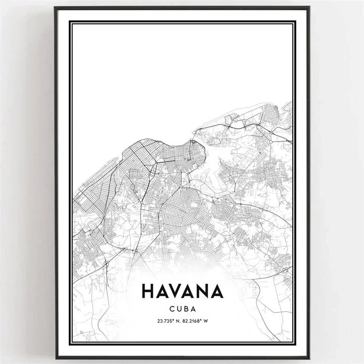 Cuba Havana Schwarz & Weiß Reiseplakat Wandkunst Feine Kunst Leinwanddrucke Bilder Für Wohnzimmer Esszimmer | Karnz