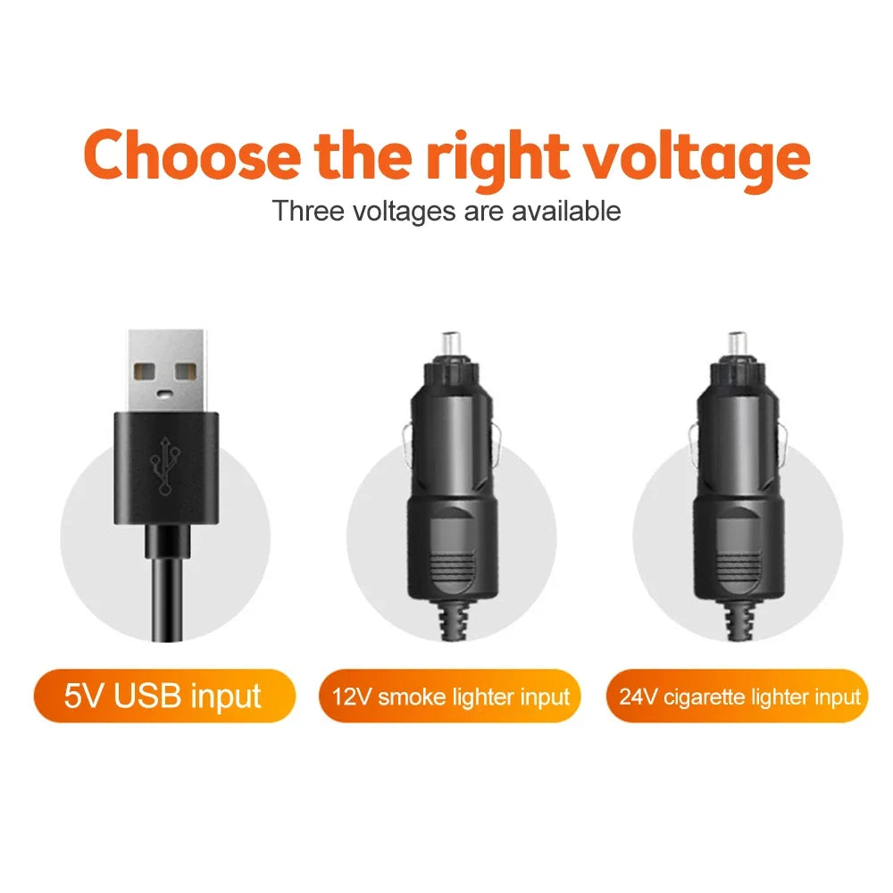 360° Verstellbarer Auto-Lüfter - 3-Kopf Automobil Elektroventilator - USB/12V/24V - 2 Geschwindigkeiten - Leises Kühlen für Zuhause, Schreibtisch, Büro & Auto | Karnz