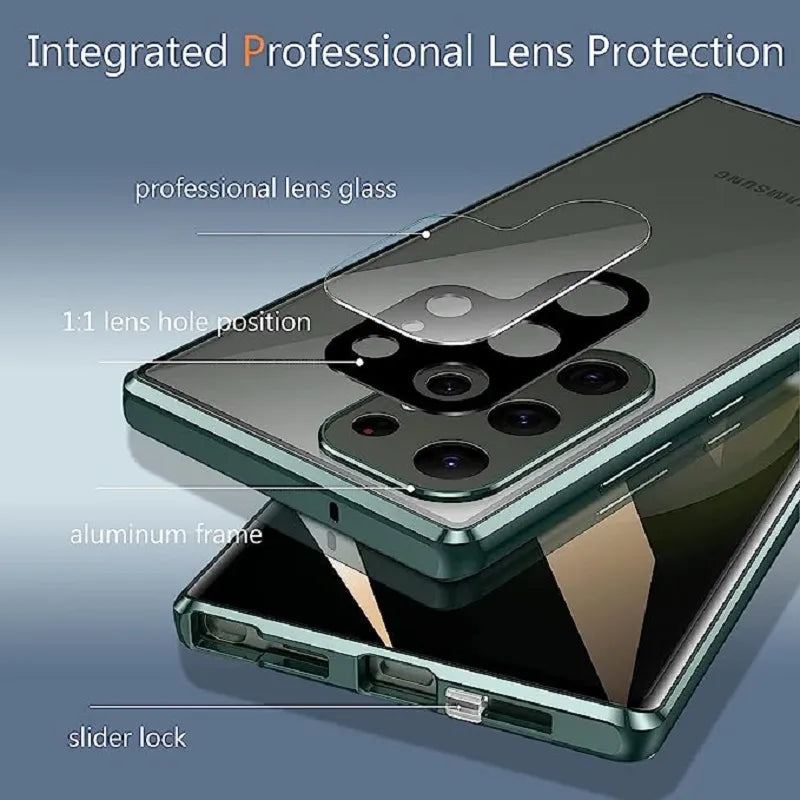 Metall Aluminiumlegierung 360 Hülle mit Sicherheitsverschluss für Samsung Galaxy S24-S23 Serie