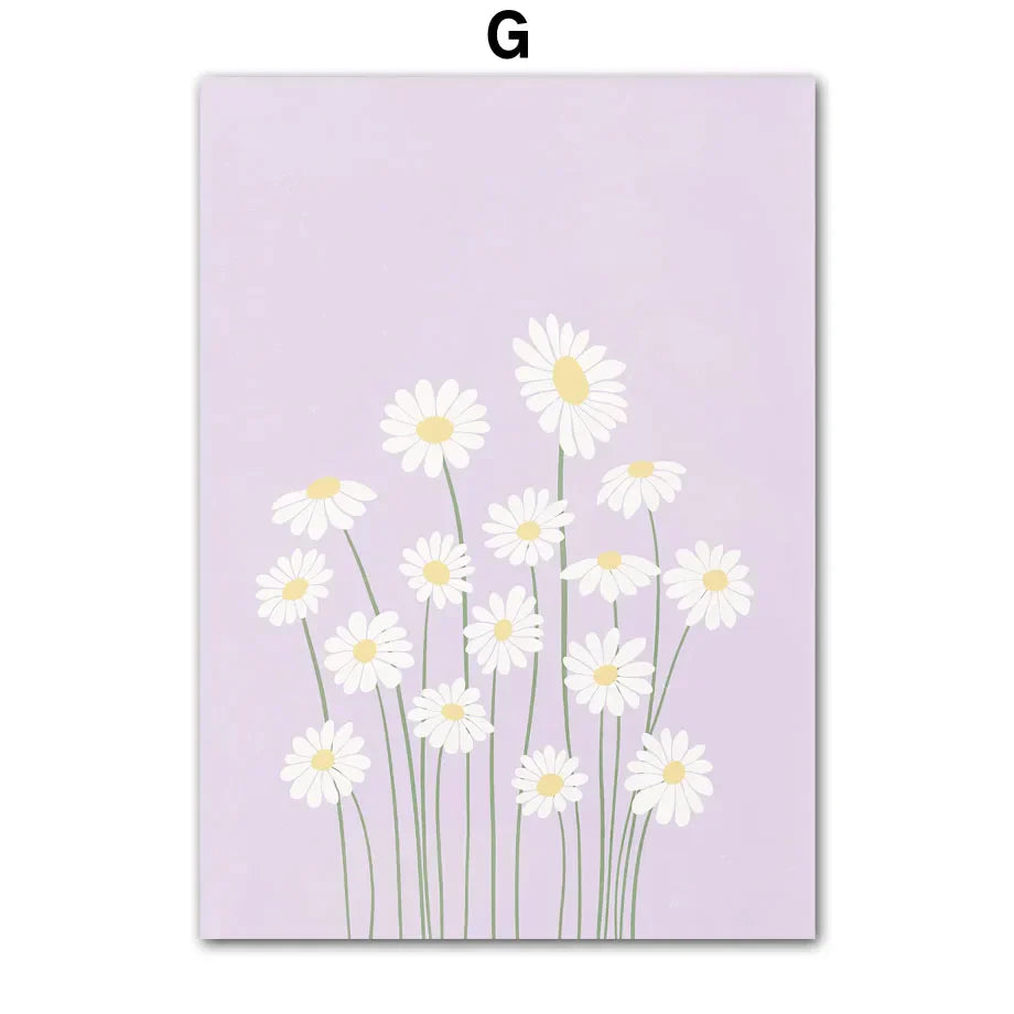 Pink Lavendel Gänseblümchen Blumenmarkt Poster Wandkunst Feine Kunst Leinwanddrucke Pastell Blumenbilder Für Wohnzimmer Schlafzimmer Kunst Dekor | Karnz