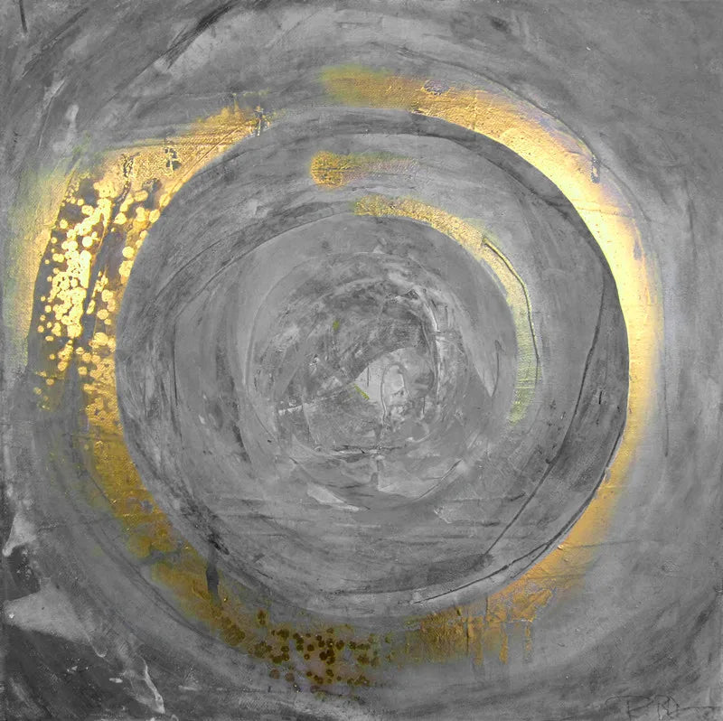 Blaue Goldene Wirbel Kreiss Wandkunst Feine Kunst Leinwanddrucke quadratisches Format Abstrakte Bilder für Wohnzimmer Schlafzimmer Home Office Kunst Dekor | Karnz