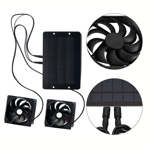 Karnz | AirSol Duo Belüftungssystem | Solarbetriebene Dual-Abluftventilatoren | 10W | Für Gewächshaus, Tierstall & Außenanwendungen