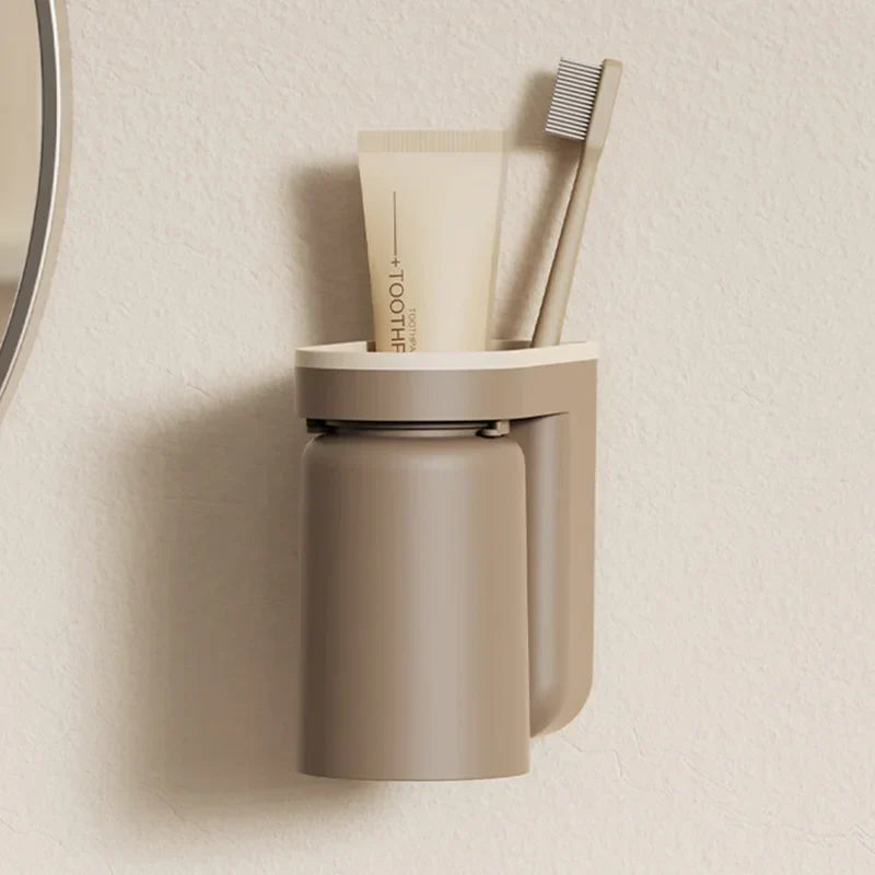 DuoClean 2-in-1 Wandhalterung für Zahnbürste und Becher – Clevere Aufbewahrung ohne Bohren Karnz