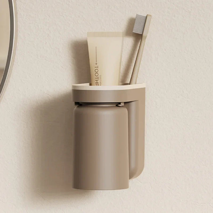 DuoClean 2-in-1 Wandhalterung für Zahnbürste und Becher – Clevere Aufbewahrung ohne Bohren Karnz