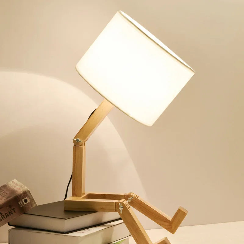 Holztischlampe mit Buchhalter - RutanFlex | Karnz
