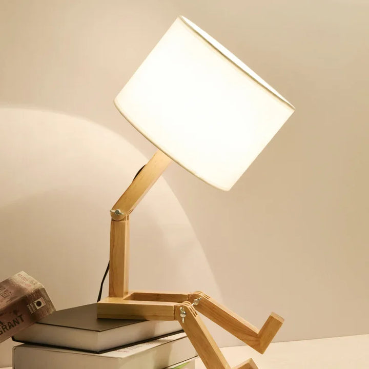 Holztischlampe mit Buchhalter - RutanFlex | Karnz