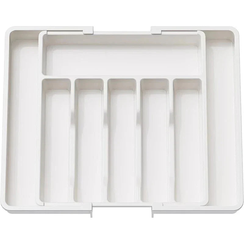 Karnz | Modulora Besteckschubladeneinsatz | Ausziehbarer Besteck-Organizer | Verstellbares Ordnungssystem aus PP | 38×35 cm