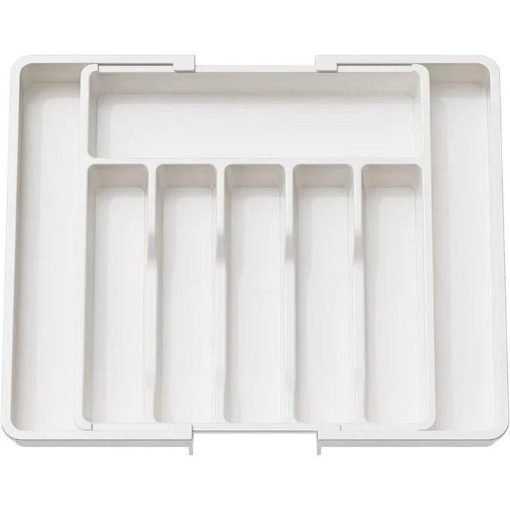 Karnz | Modulora Besteckschubladeneinsatz | Ausziehbarer Besteck-Organizer | Verstellbares Ordnungssystem aus PP | 38×35 cm