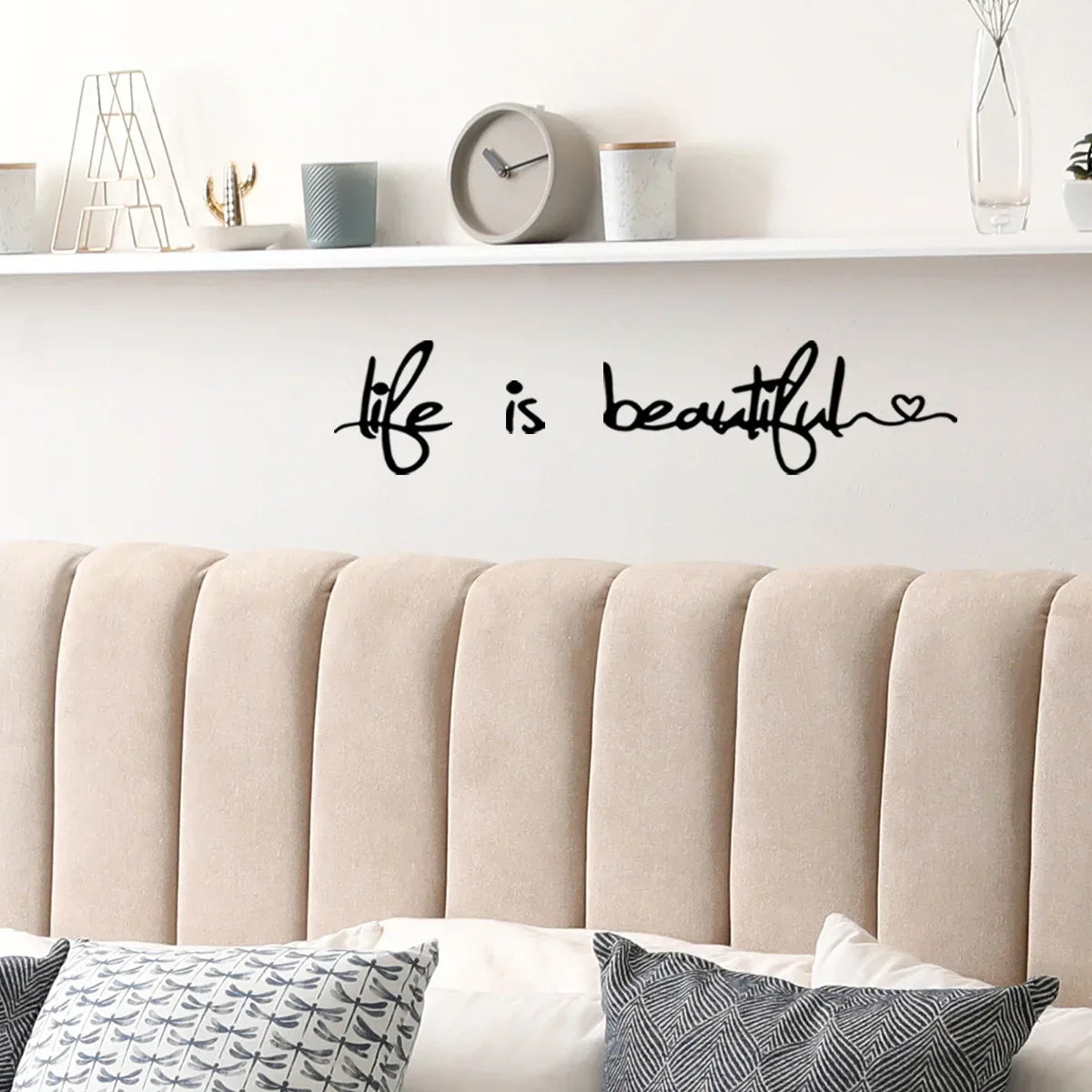 Schöner Leben Inspirierender Wandaufkleber Abnehmbarer Peel and Stick Tägliches Mantra Wandtattoo Kreatives DIY Zuhause Dekor Für Wohnzimmer Schlafzimmer Esszimmer | Karnz