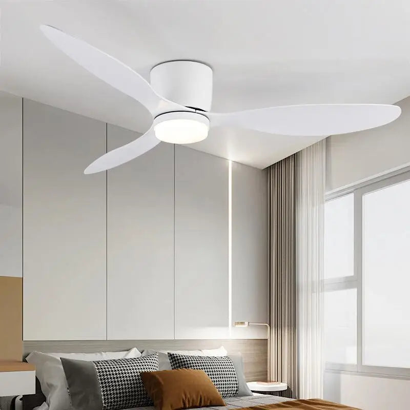 42-52 Zoll Deckenventilatoren mit DC-Motor — Fernbedienung Niedrigboden Kühlventilatoren, ohne Licht, weiße Holz- & schwarze Optionen | Karnz