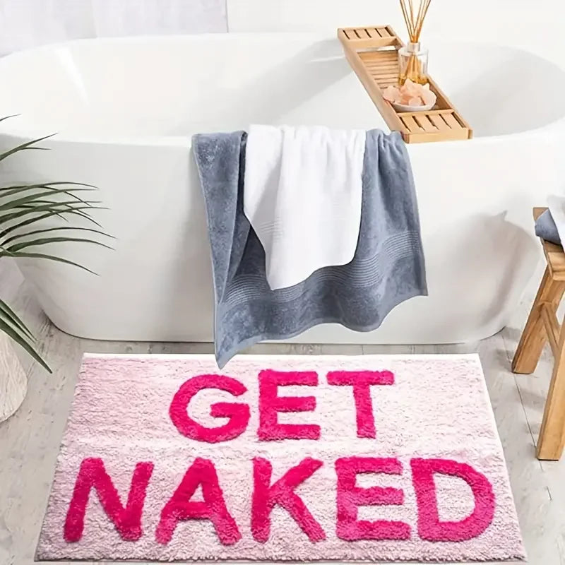 BlushNaked Gepolsterter Design Teppich – Pink "Get Naked" Bad- und Wohnteppich Karnz